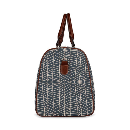 Herringbone - Navy Waterproof Travel Bag (Large)