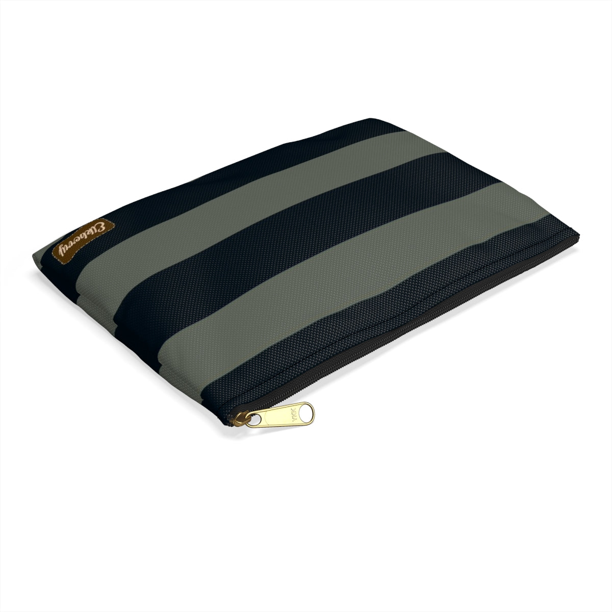 Flat Zipper Pouch - Sage/Navy Stripes