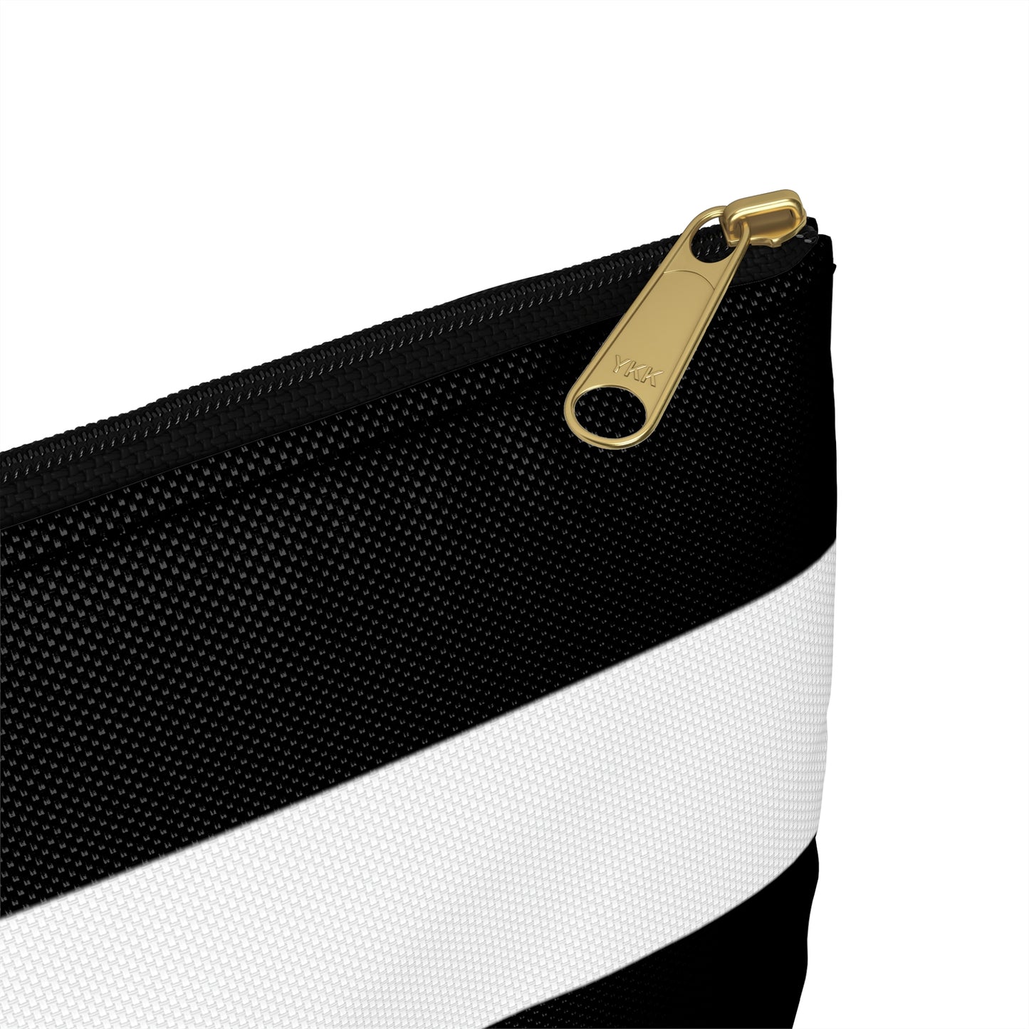 Flat Zipper Pouch - Black/White Stripes