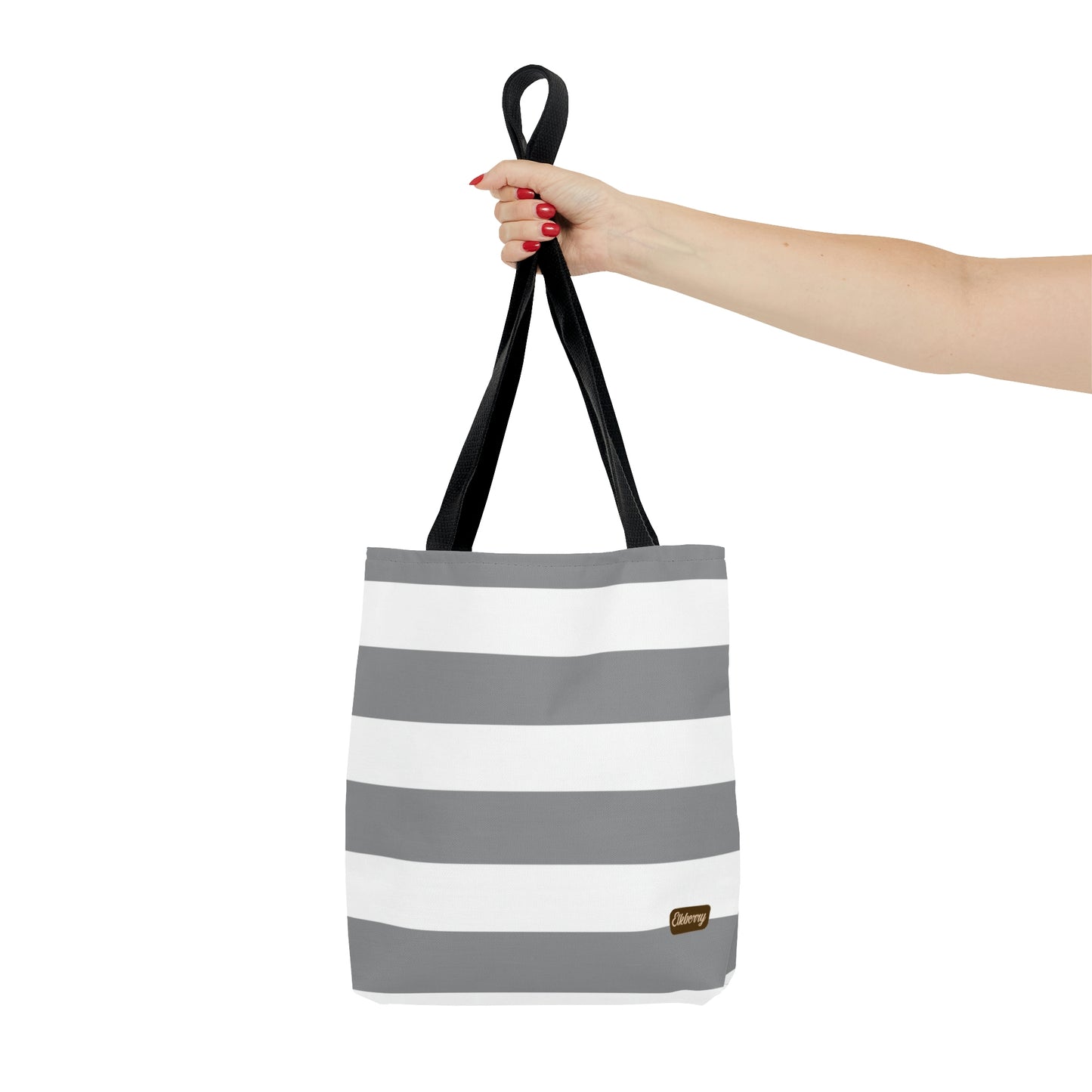 Lightweight Tote Bag - Ash Gray/White Stripes