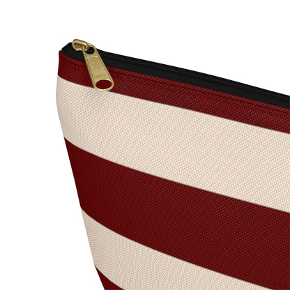 Big Bottom Zipper Pouch - Berry/Cream Stripes