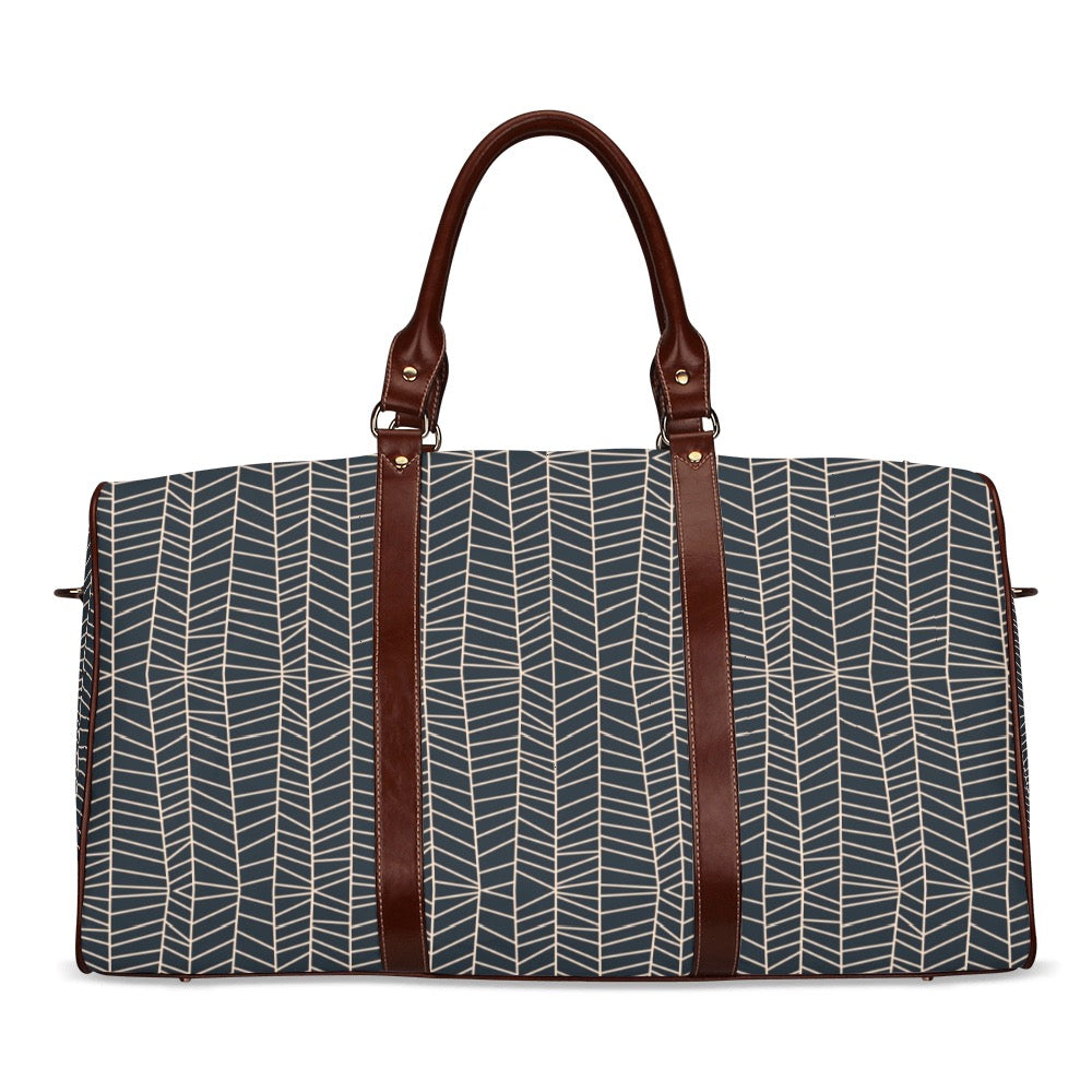 Herringbone - Navy Waterproof Travel Bag (Large)