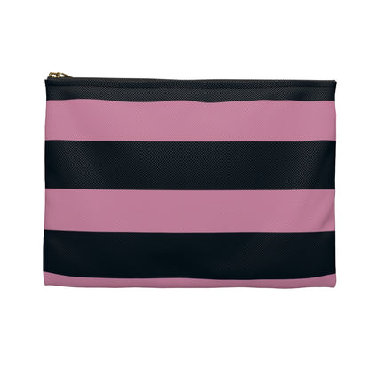 Flat Zipper Pouch - Dusty Rose Pink/Navy Stripes