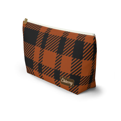 Big Bottom Zipper Pouch - Orange Buffalo Check, Orange Plaid