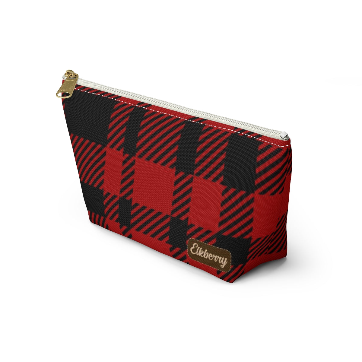 Big Bottom Zipper Pouch - Red Buffalo Check, Red Plaid