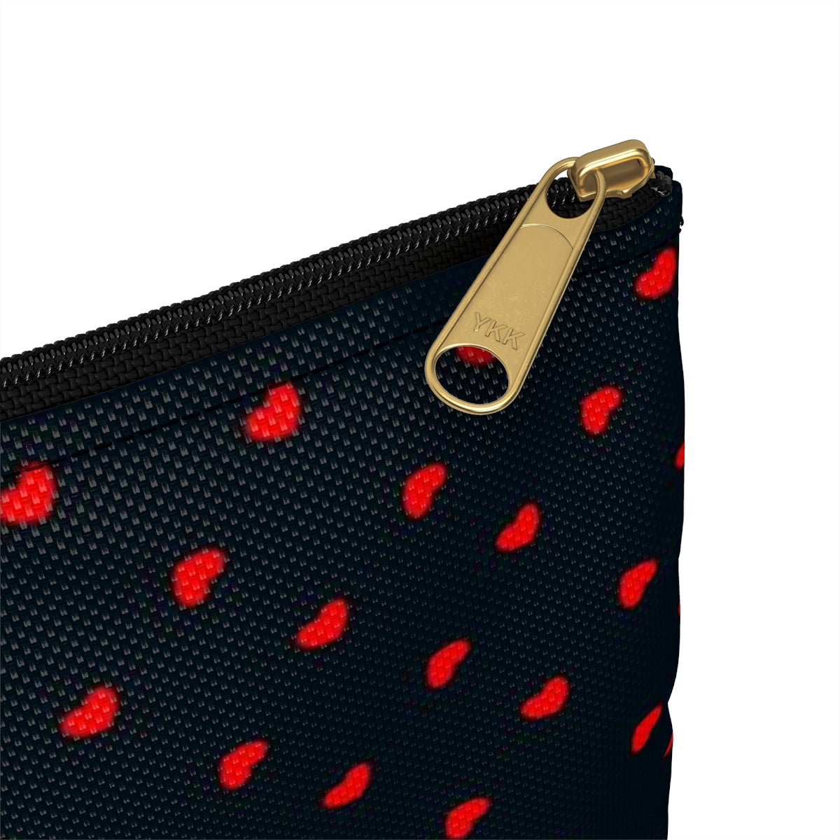 Flat Zipper Pouch - Hearts on Navy