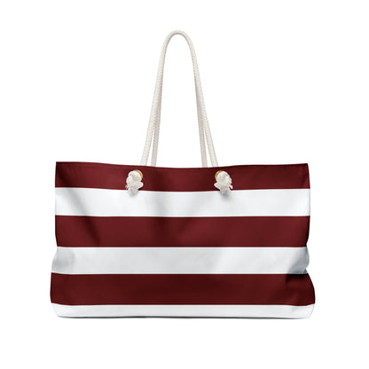Weekender Tote Bag - Berry/White Stripes