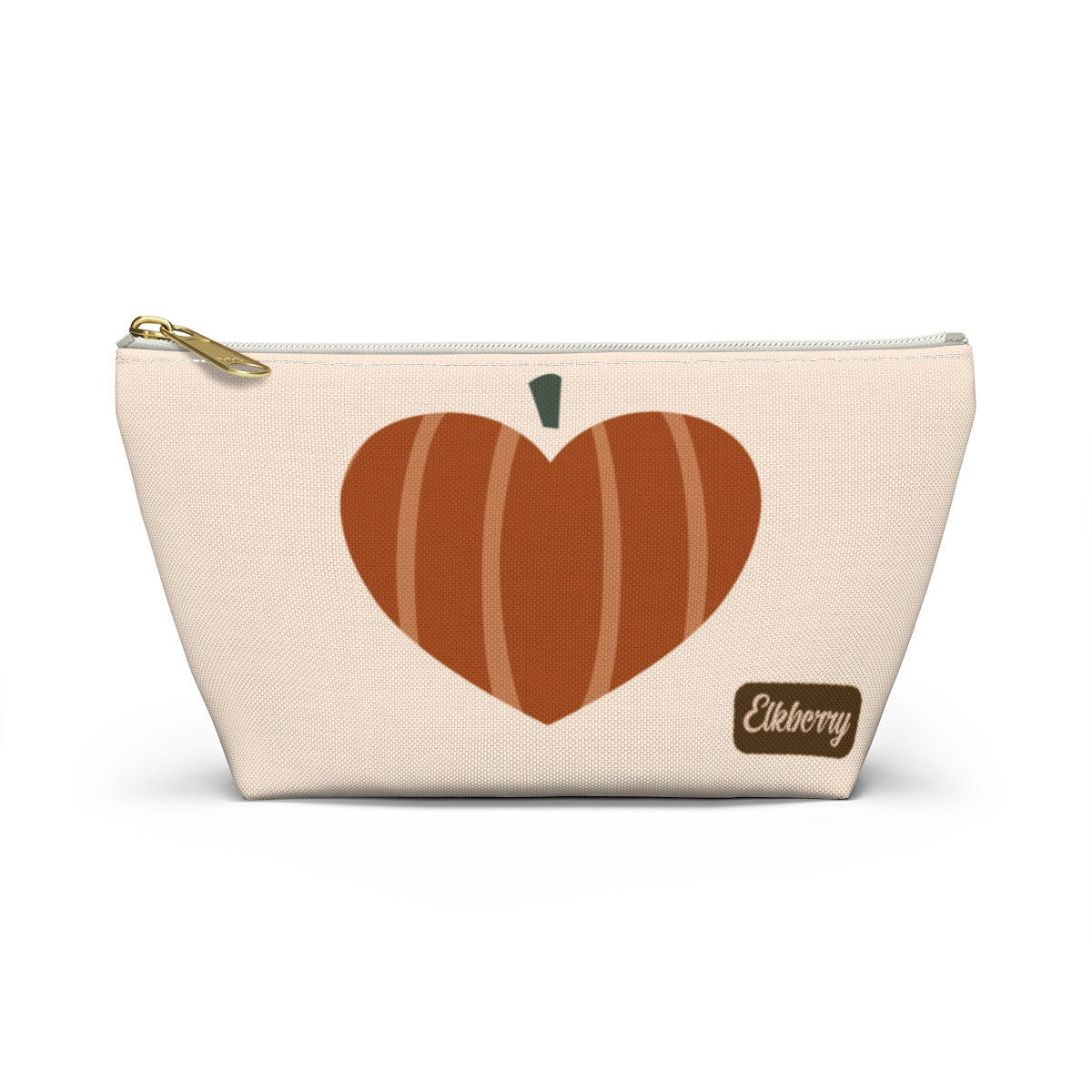 Big Bottom Zipper Pouch - Pumpkin Heart