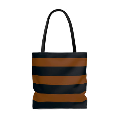 Lightweight Tote Bag - Pumpkin/Navy Stripes