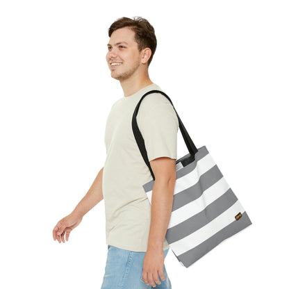 Lightweight Tote Bag - Ash Gray/White Stripes