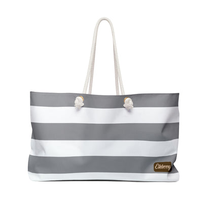 Weekender Tote Bag - Ash Gray/White Stripes