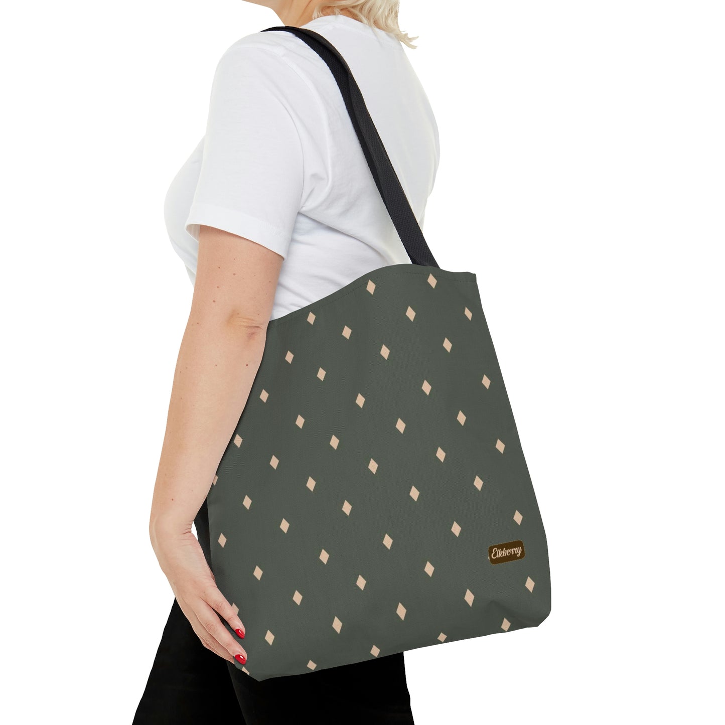 Lightweight Tote Bag - Diamonds on Sage