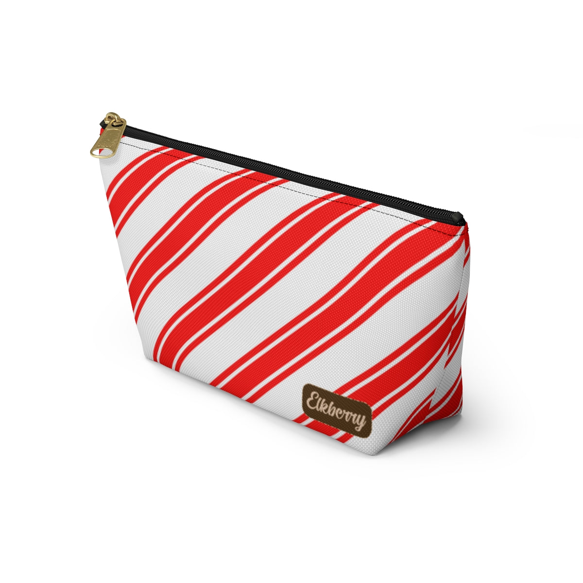 Big Bottom Zipper Pouch - Peppermint Candy Cane Stripes