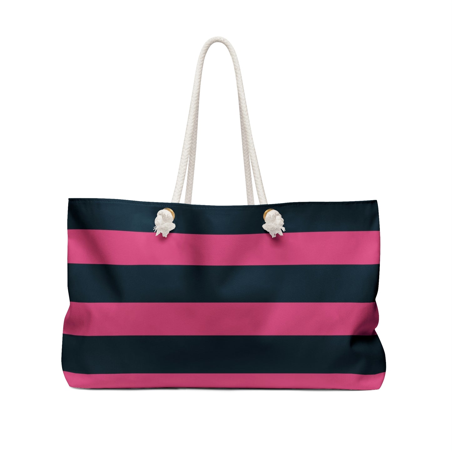 Weekender Tote Bag - Hot Pink/Navy Stripes