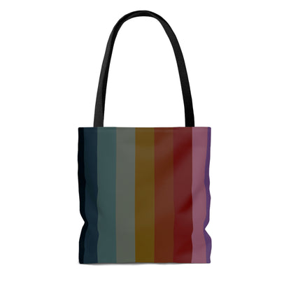 Lightweight Tote Bag - Jewel Tone Rainbow, Vertical