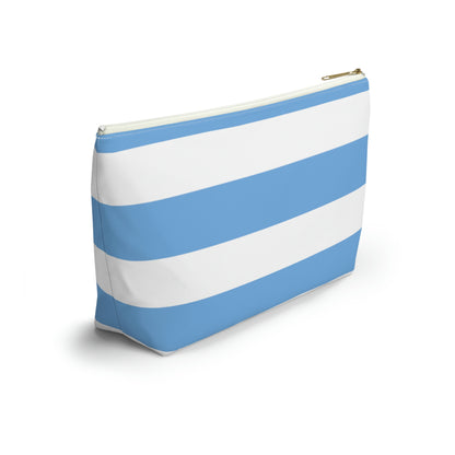 Big Bottom Zipper Pouch - Light Blue/White Stripes