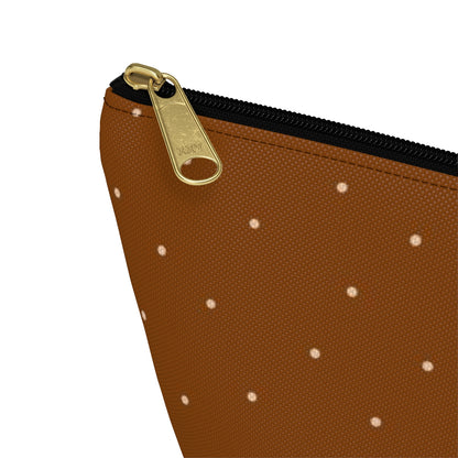 Big Bottom Zipper Pouch - Dots on Pumpkin