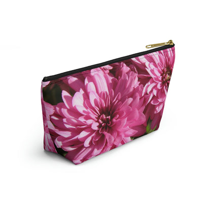 Big Bottom Zipper Pouch - Pink Mums