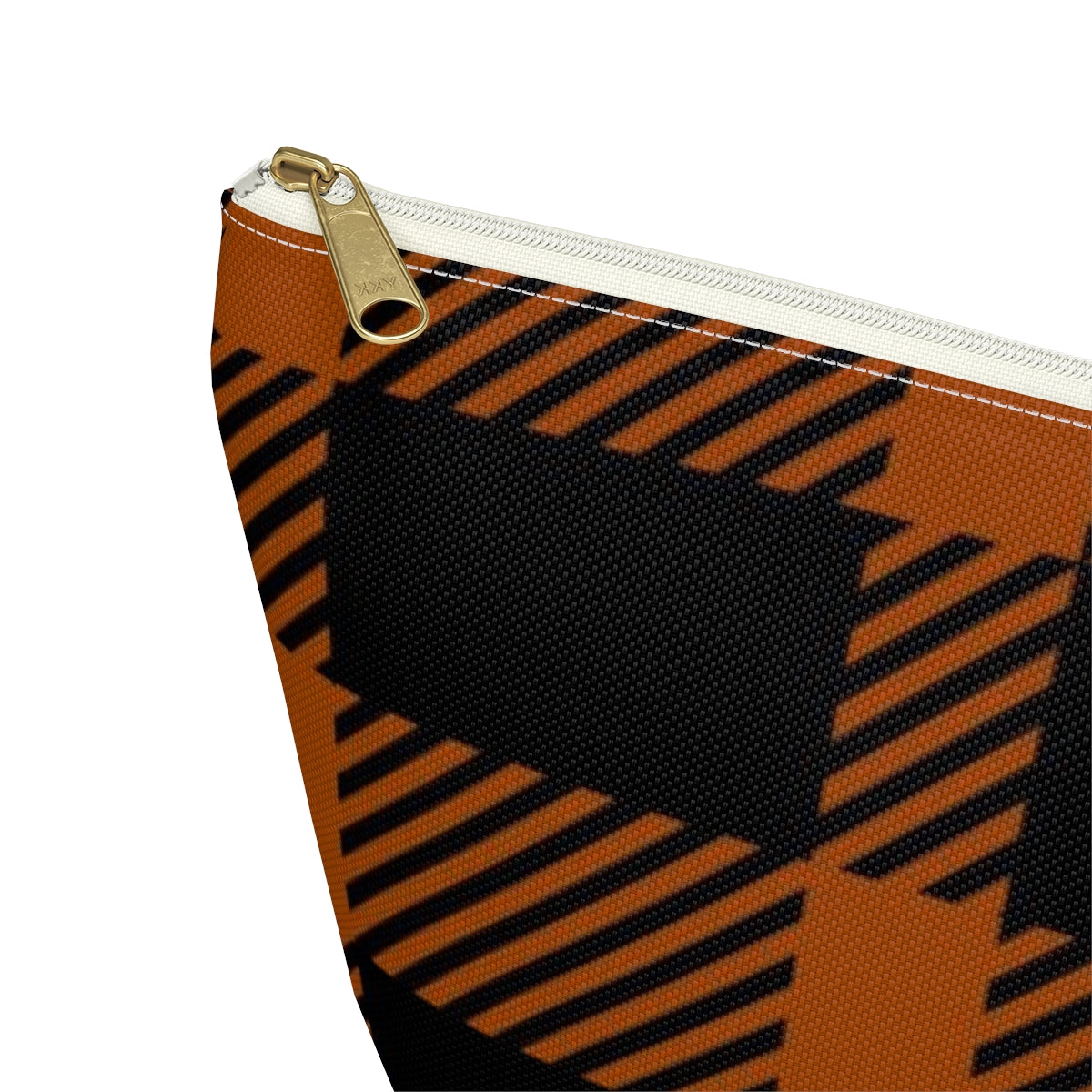 Big Bottom Zipper Pouch - Orange Buffalo Check, Orange Plaid