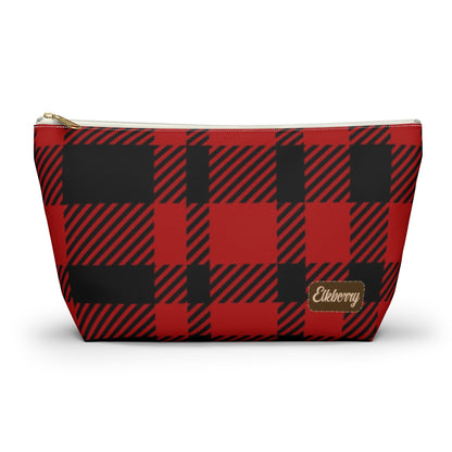 Big Bottom Zipper Pouch - Red Buffalo Check, Red Plaid