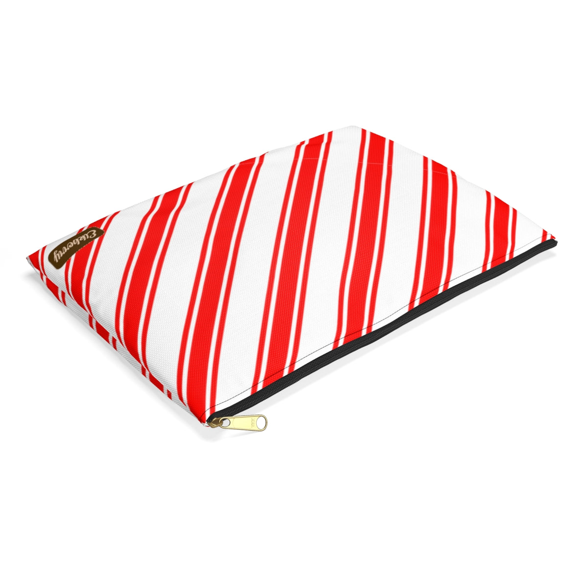 Flat Zipper Pouch - Peppermint Candy Cane Stripes