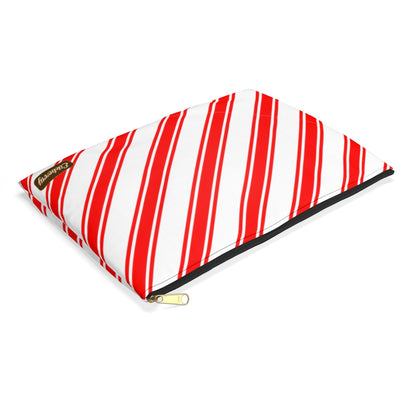 Flat Zipper Pouch - Peppermint Candy Cane Stripes