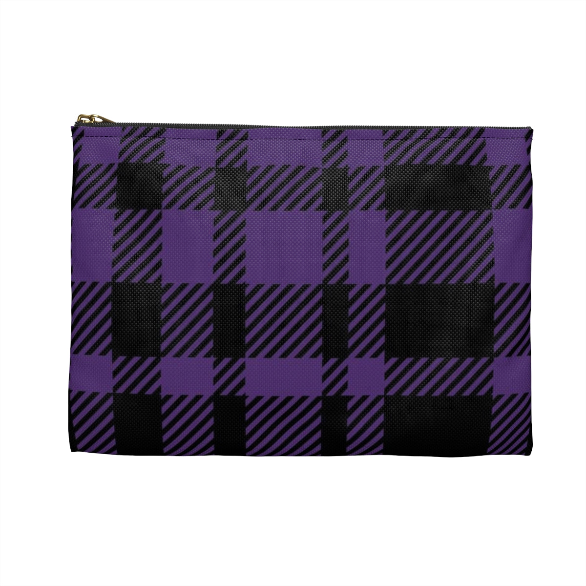 Flat Zipper Pouch - Purple Buffalo Check, Purple Plaid