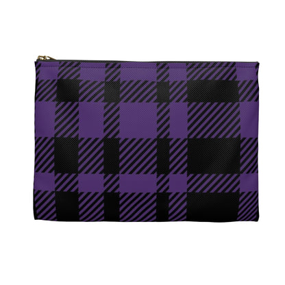 Flat Zipper Pouch - Purple Buffalo Check, Purple Plaid