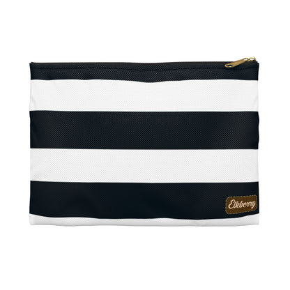 Flat Zipper Pouch - Navy/White Stripes