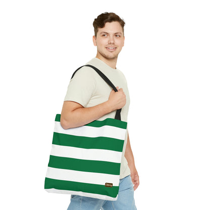 Lightweight Tote Bag - Kelly Green/White Stripes