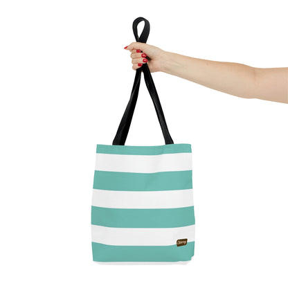 Lightweight Tote Bag - Aqua/White Stripes