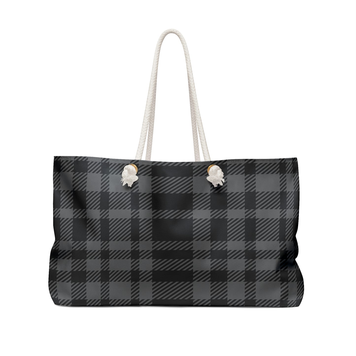 Weekender Tote Bag - Gray Buffalo Check, Gray Plaid