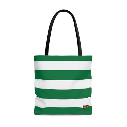 Lightweight Tote Bag - Kelly Green/White Stripes