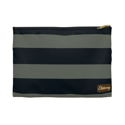 Flat Zipper Pouch - Sage/Navy Stripes