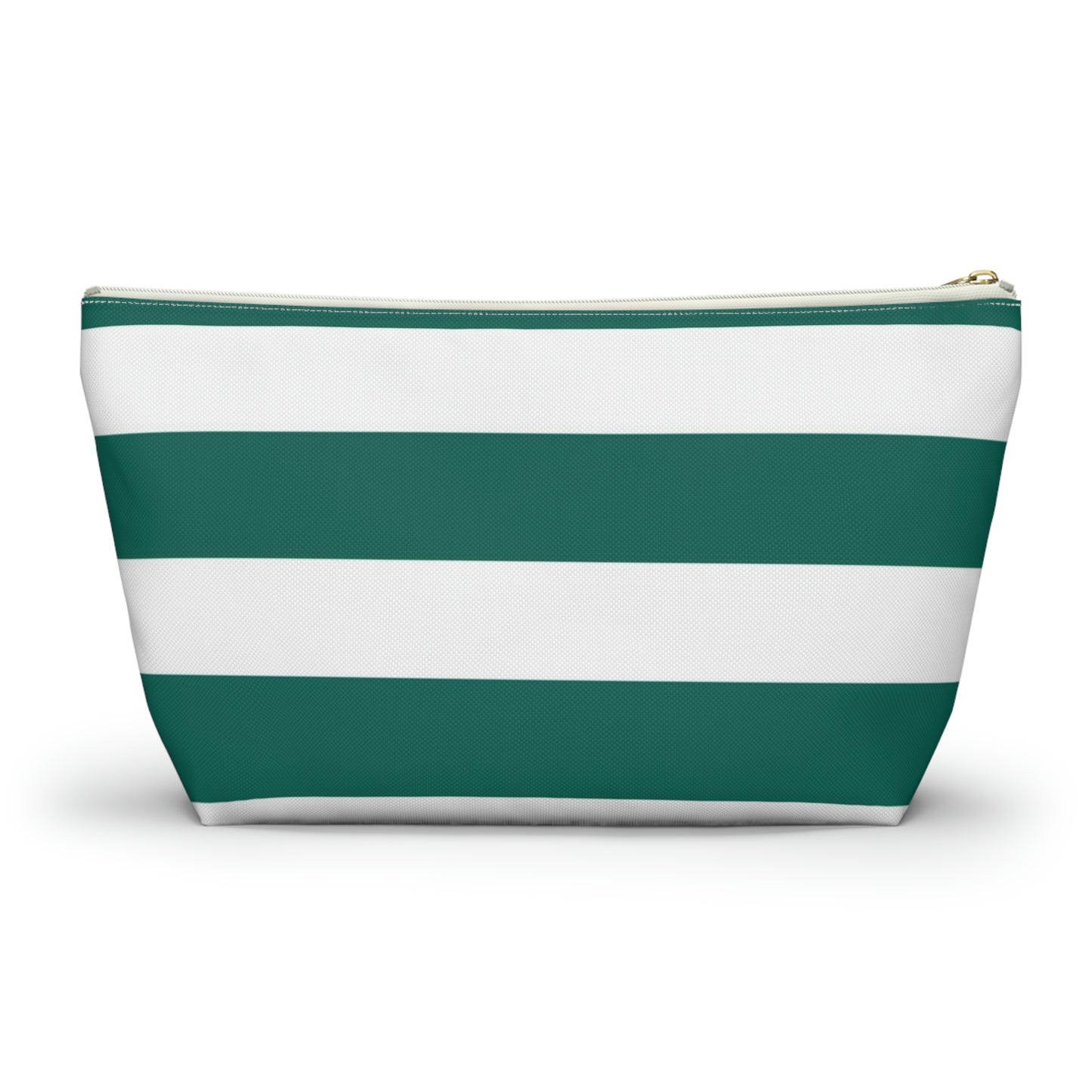 Big Bottom Zipper Pouch - Turquoise/White Stripes