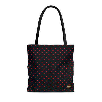 Lightweight Tote Bag - Red Hearts on Navy