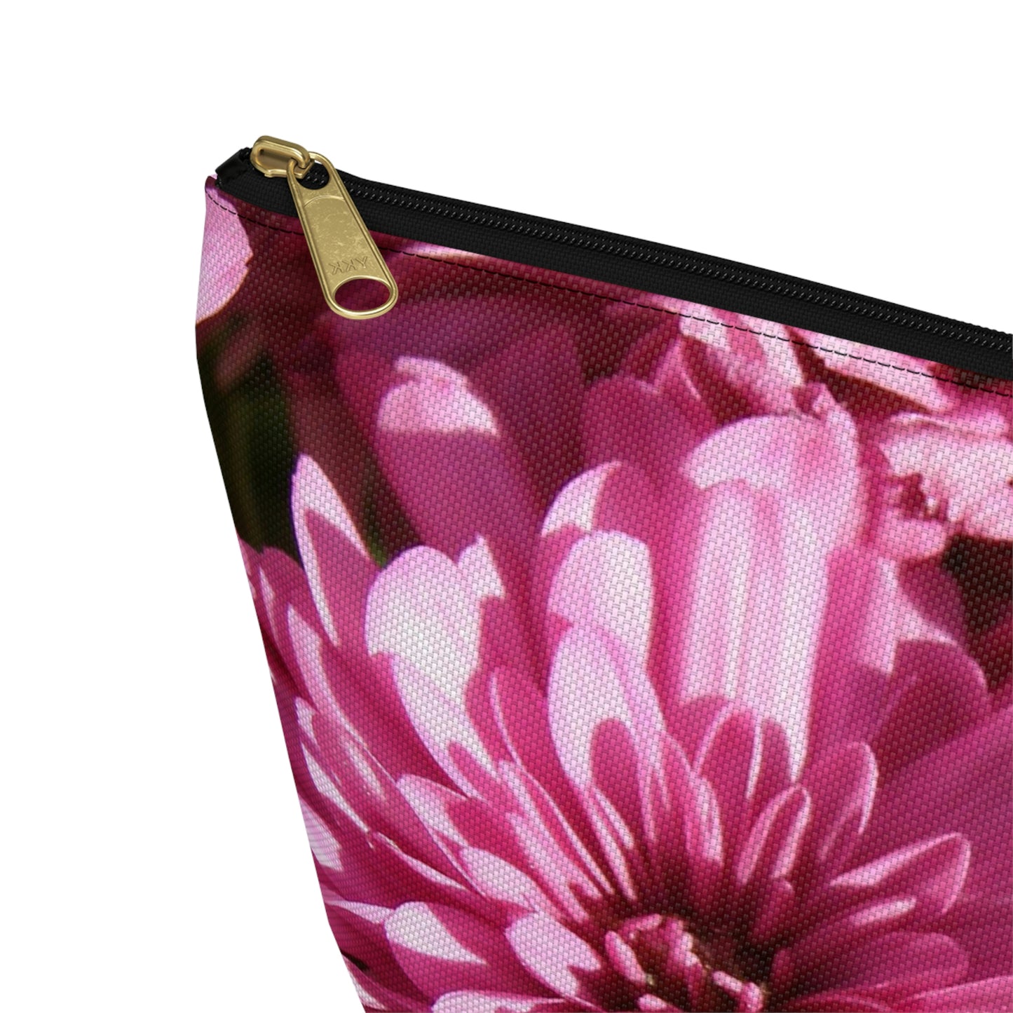 Big Bottom Zipper Pouch - Pink Mums