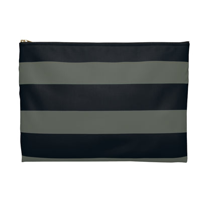 Flat Zipper Pouch - Sage/Navy Stripes