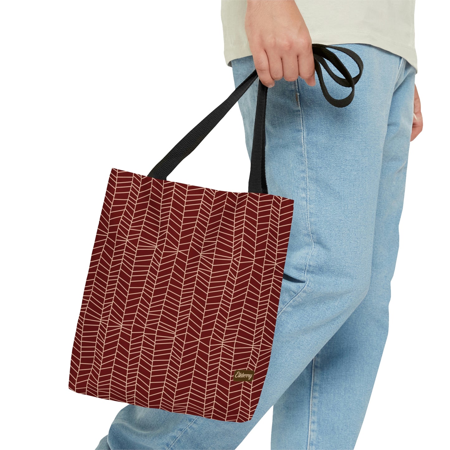 Lightweight Tote Bag - Herringbone in Berry