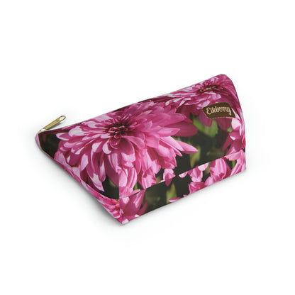 Big Bottom Zipper Pouch - Pink Mums