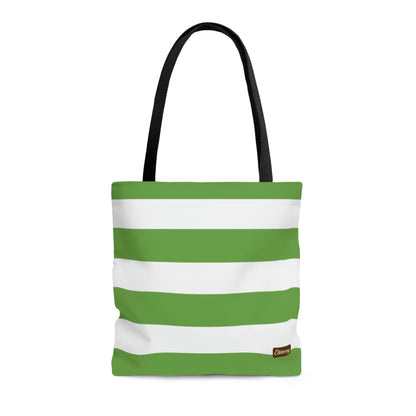 Lightweight Tote Bag - Lime Green/White Stripes