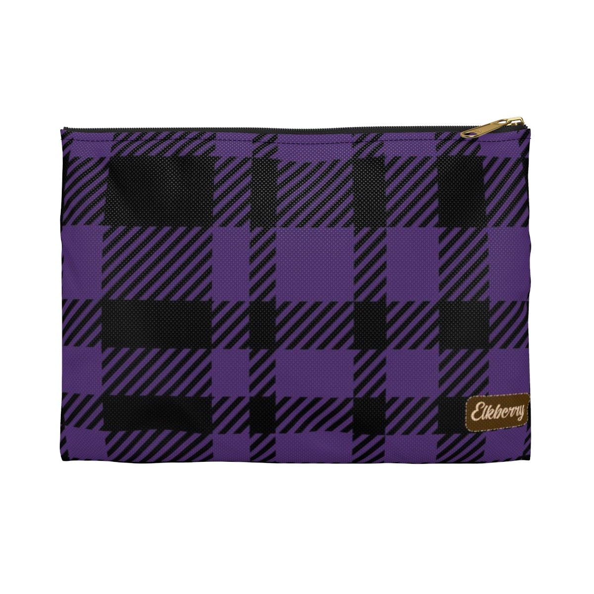 Flat Zipper Pouch - Purple Buffalo Check, Purple Plaid