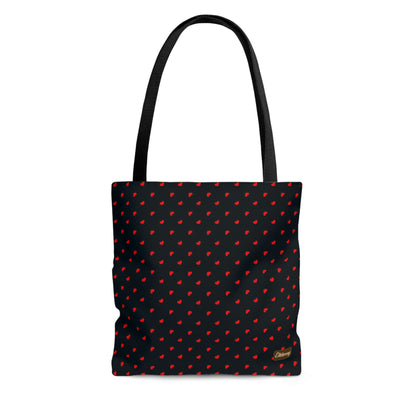 Lightweight Tote Bag - Red Hearts on Navy
