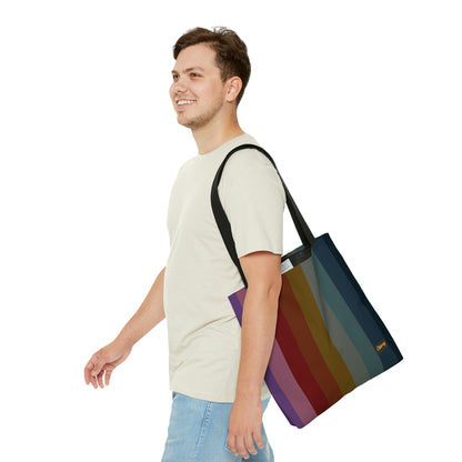 Lightweight Tote Bag - Jewel Tone Rainbow, Vertical