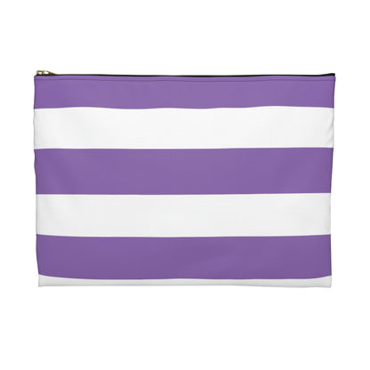 Flat Zipper Pouch - Lilac/White Stripes