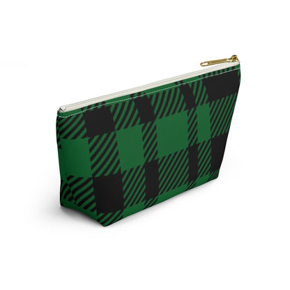 Big Bottom Zipper Pouch - Green Buffalo Check, Green Plaid