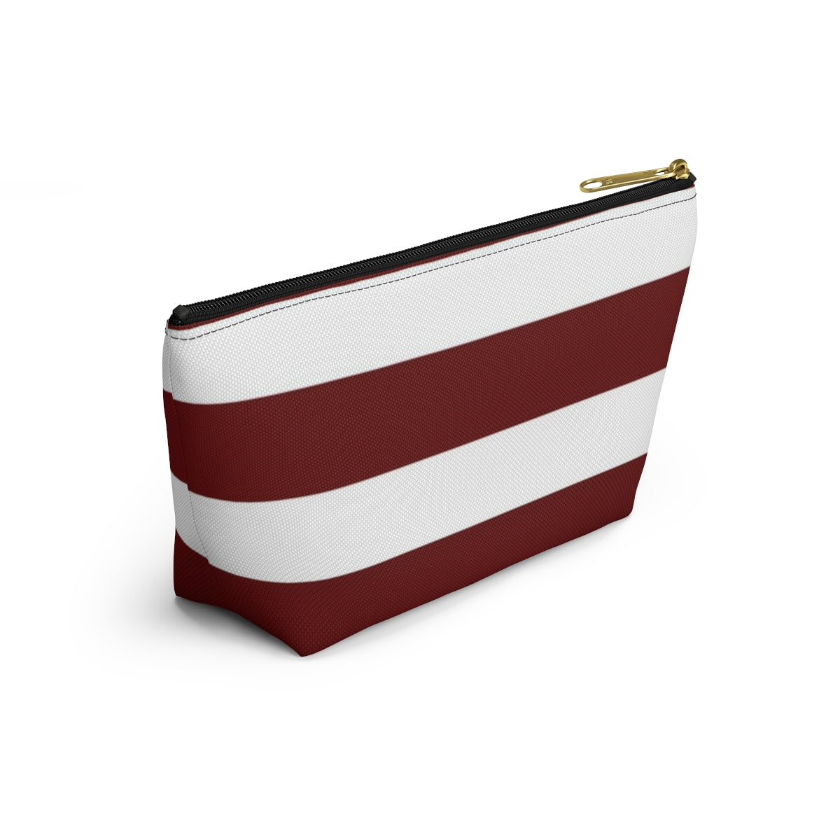 Big Bottom Zipper Pouch - Berry/White Stripes