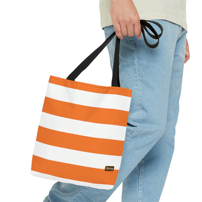 Lightweight Tote Bag - Orange/White Stripes