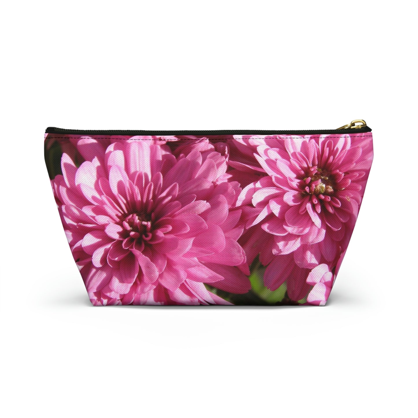 Big Bottom Zipper Pouch - Pink Mums