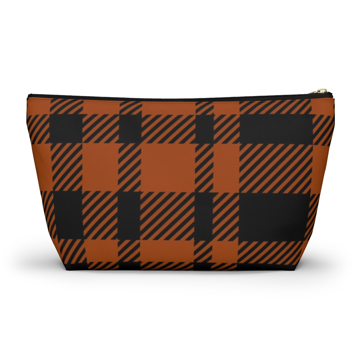 Big Bottom Zipper Pouch - Orange Buffalo Check, Orange Plaid